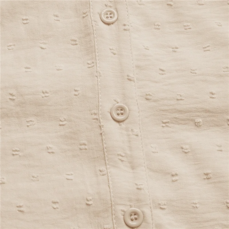 ABRT-damesblouse met oogjesborduurwerk, V-hals, button-down overhemd, top met korte mouwen en uitgesneden details