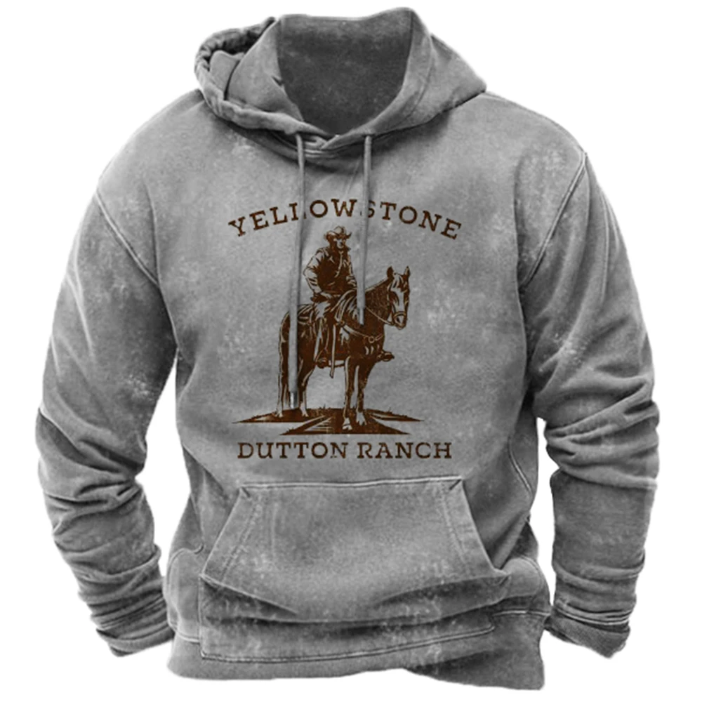 Yellowstone National Park Vintage Men Hoodies Print Pullovers Oversized O-neck Tops Tee Outdoor Streetwear Men Clothing Hot