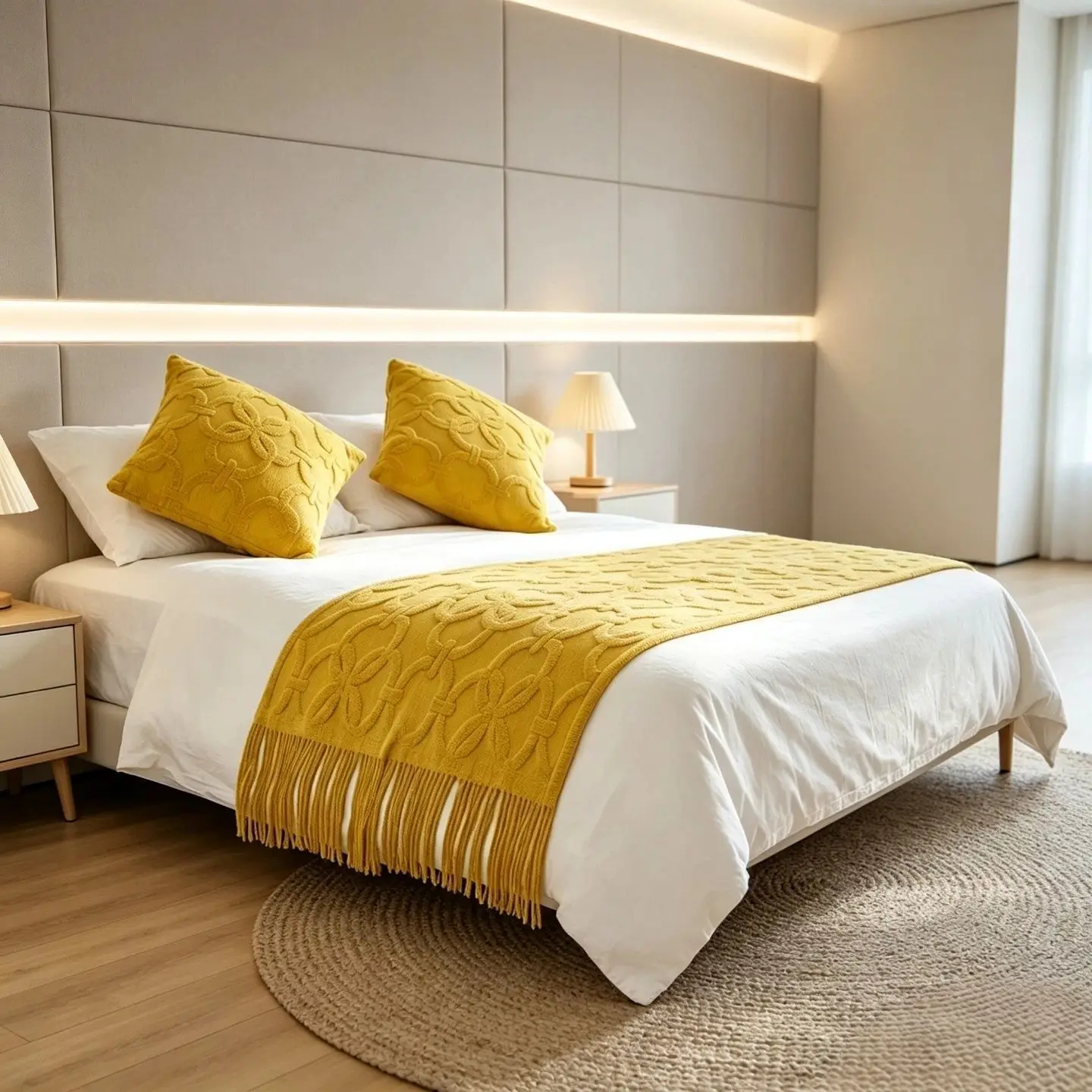 Luxury Knitted Bed Runner, Solid Bed Scarf for Hotel & Homestay Showroom, Simple Nordic Style Bed Scarf, Bed Cover Throw Blanket