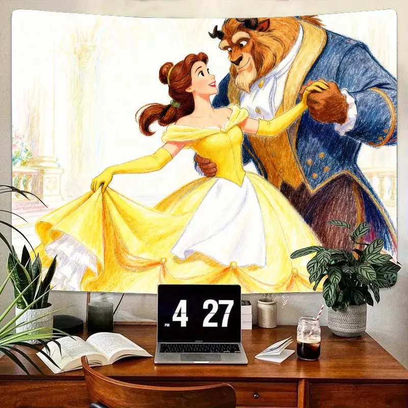 

1 шт., гобелен Disney Beauty & Beast Belle & Beast Dancing, романтический настенный художественный декор для спальни, гостиной, общежития, подарок для принцев