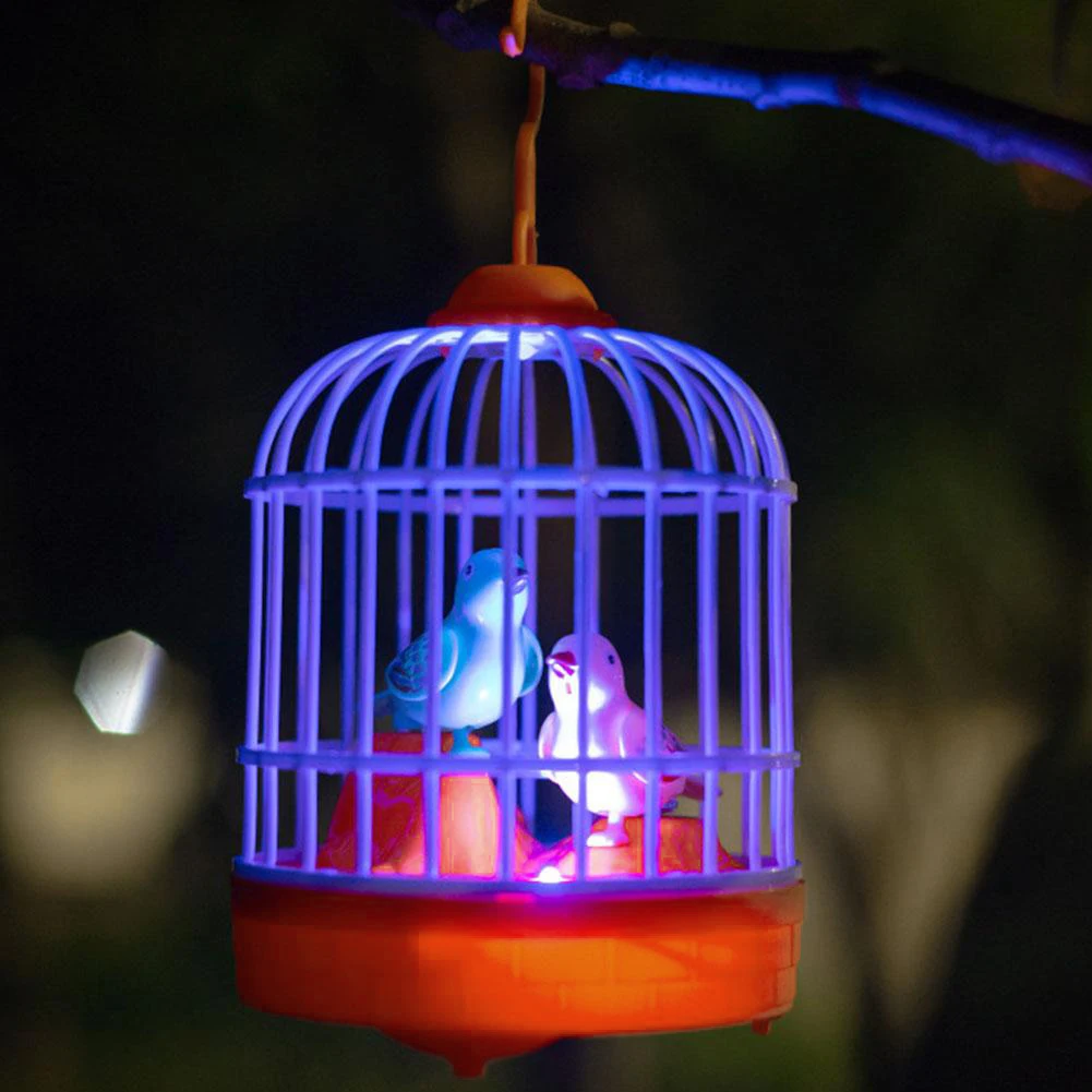 Giocattolo per bambini con suono luminoso a gabbia per uccelli a controllo vocale elettrico