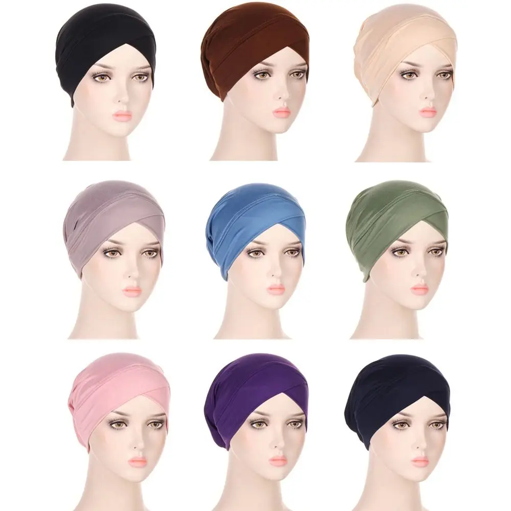 Bandana Bonnet Headwear Turban Hat Head Wrap Sleep Cap Indian Inner Hijabs