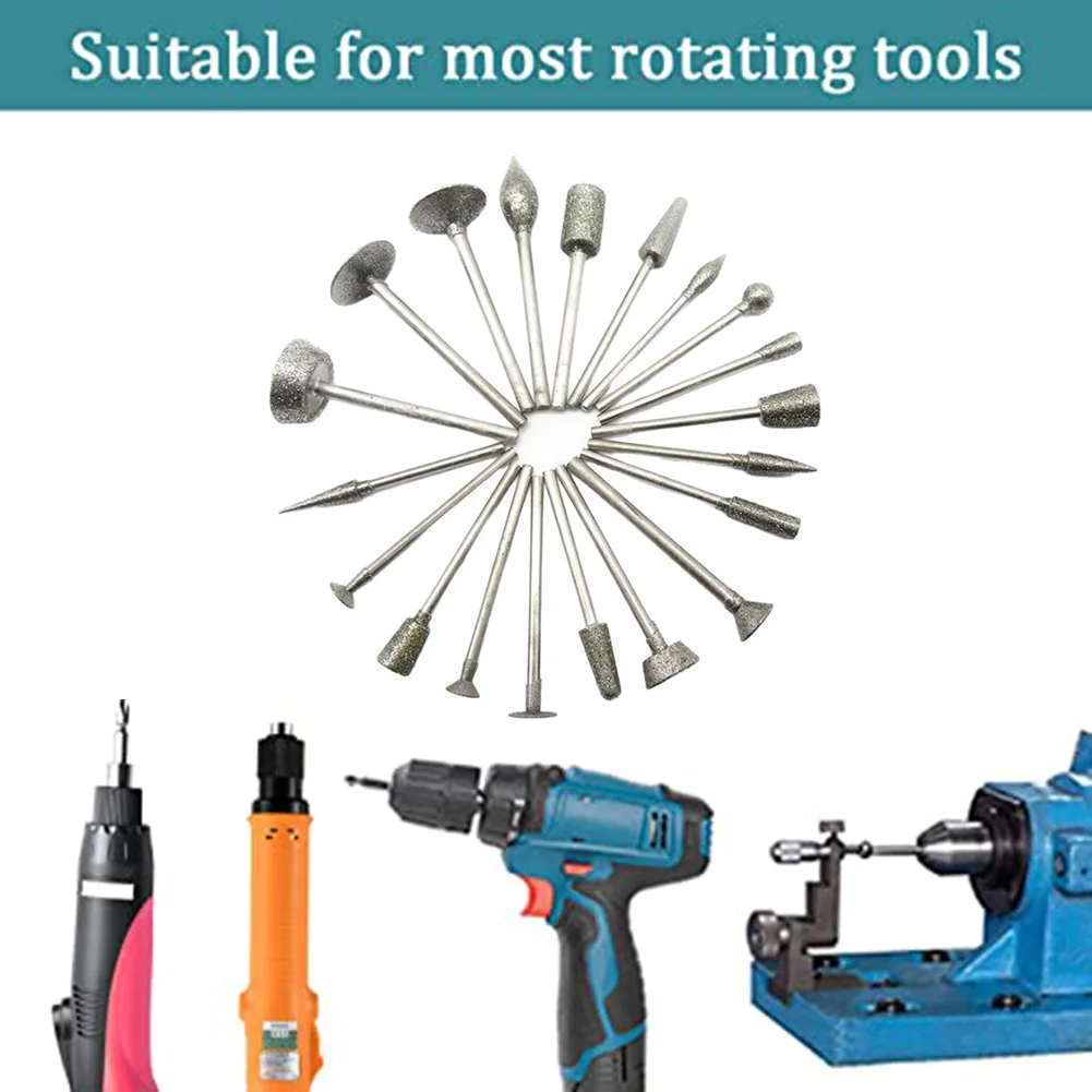 20 Pieces Grinding Bits Set for Carving Polishing Multi Shape Abrasive Tools for Detailed Work on Hard Materials