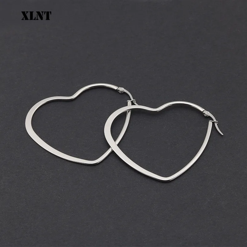 XLNT New Cute Hollow Big Heart Hoop Earrings For Women Gold Silver Color Copper Simple LOVE Trendy Romantic Jewelry Nice Gifts