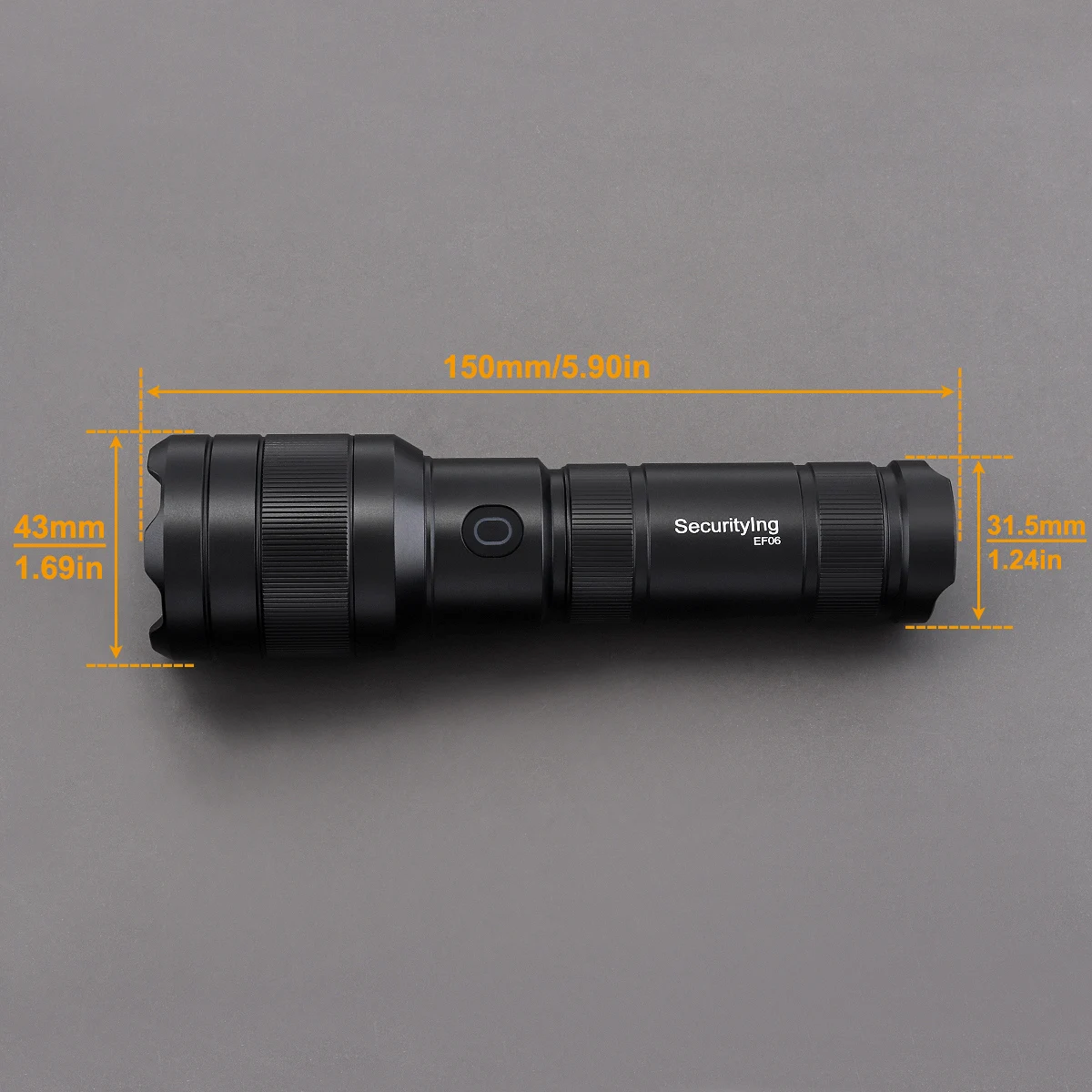 SecurityIng LED 600LM USB TypeC Rechargeable Flashlight with 3 Modes Light + Power Indicator