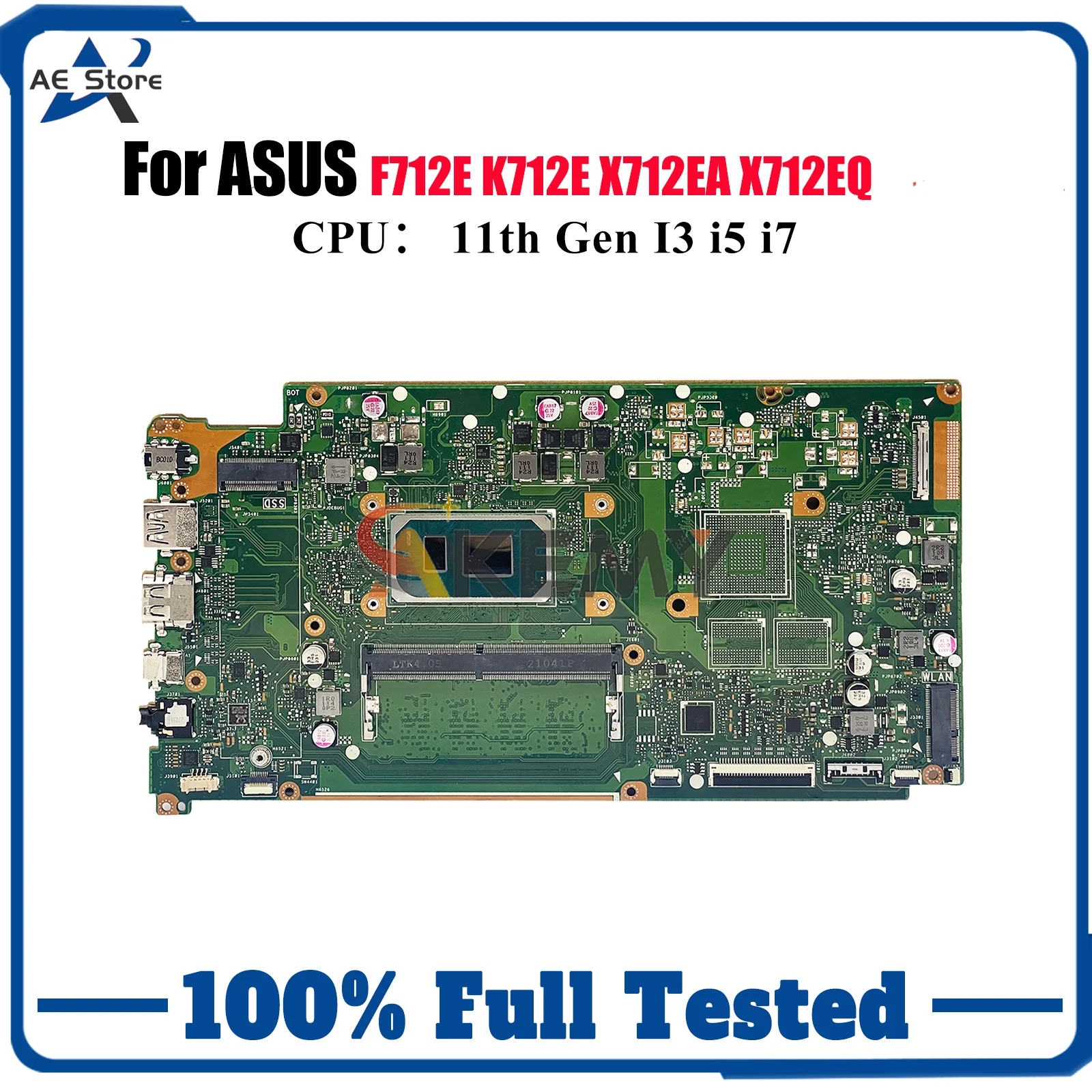 

X712EA Материнская плата для ноутбука ASUS VivoBook X712E X712EQ F712E K712E X712EA Материнская плата с 11-го поколения I3 i5 i7 100% tests OK stk