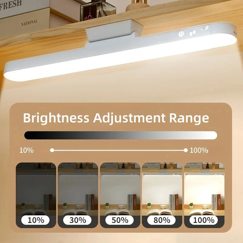 LED Table Lamp Magnetic Hanging USB Rechargeable Desk Lamp 3 Color Reading Light Dimmable Cabinet Closet Wardrobe Night Light