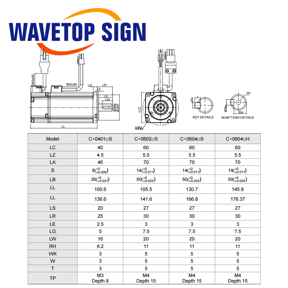 WaveTopSign 400W AC محرك سيرفو سائق أطقم 1.27N.m 3000rpm B2 Series ASD-B2-0421-B+ECMA-C20604RS مع كابل 3m