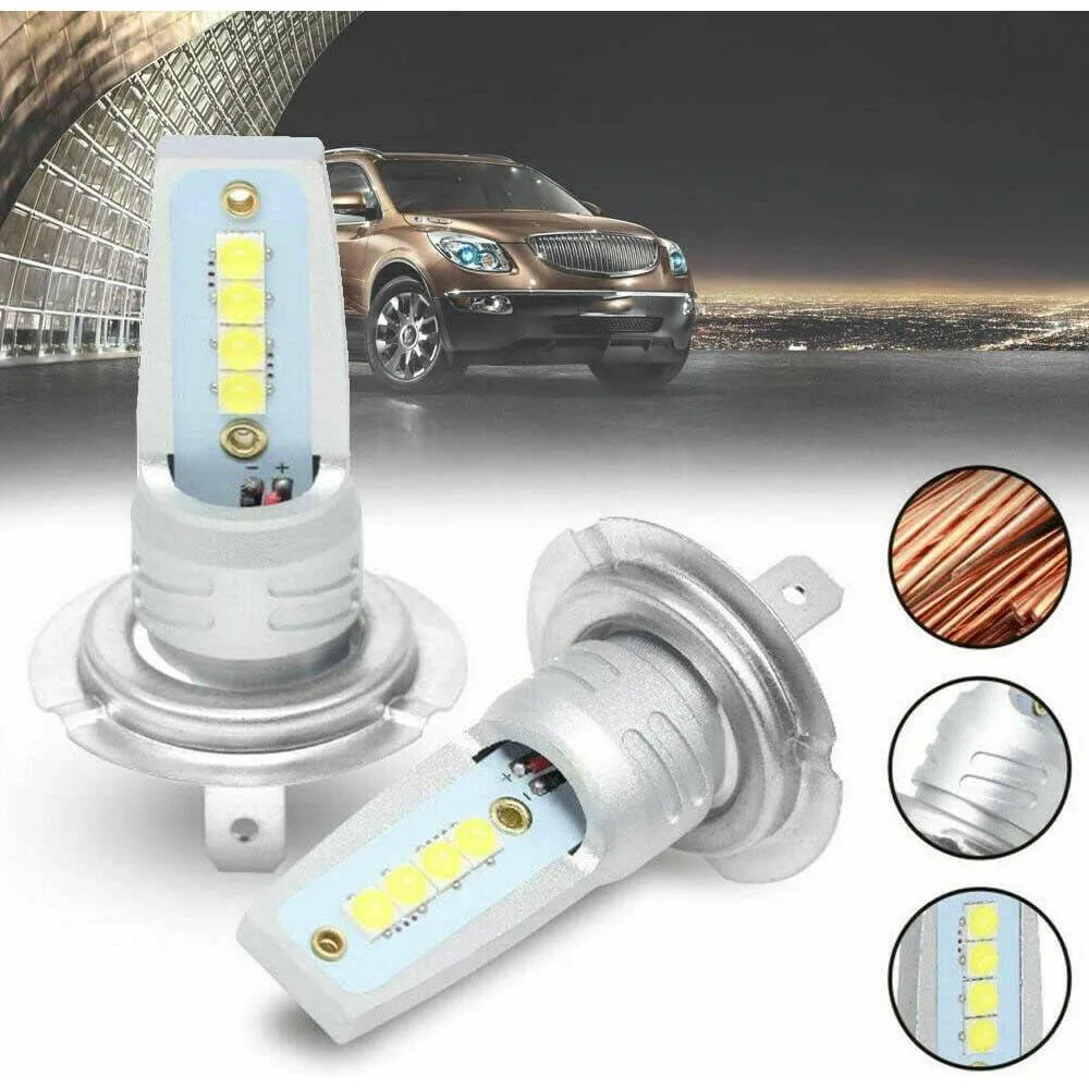 

IP67 Pair of 160W H7 LED Car Fog Lights Bulbs Fit for vehicles using H7 bulbs.