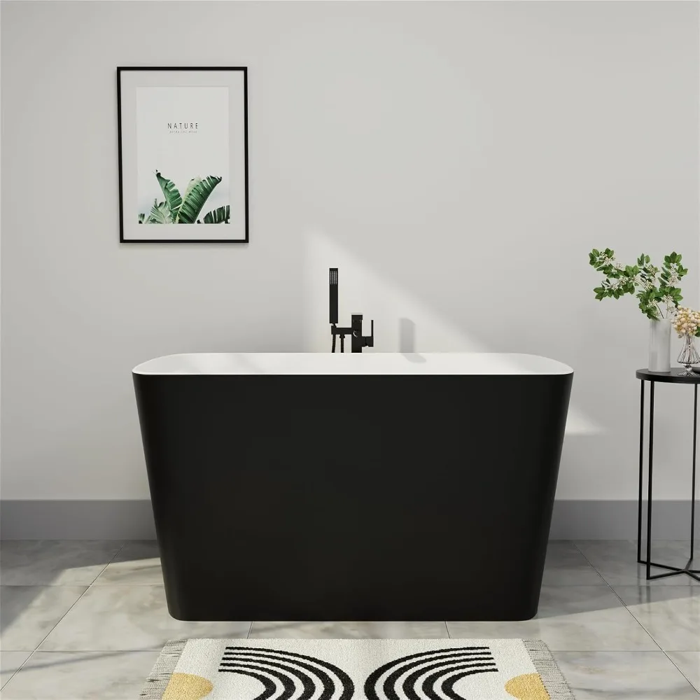 Free-standing Tub, Square tub, Seat design, toe faucet chrome right drain, slotted overflow, matte black whirlpool tub