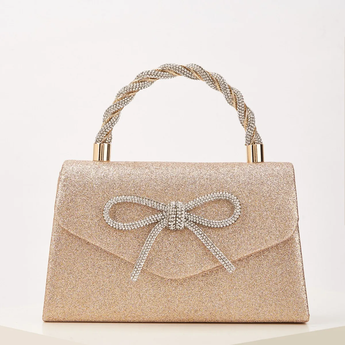 

Shiny Rhinestone Clutch Bag Single Shoulder Crossbody Evening Dress Bag Wedding Banquet Bag Women's Handbag Knot