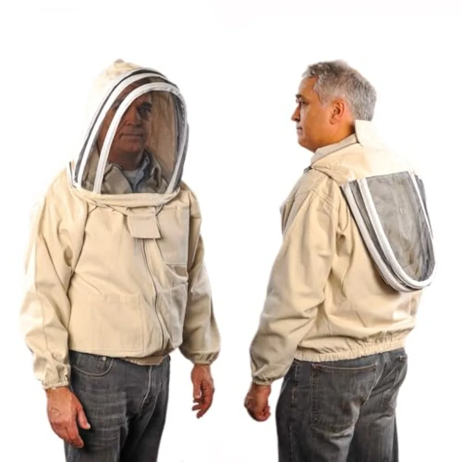 

Bee Jacket with Veil - Natural Canvas Bee Suit Jacket with Elastic Waist and Cuffs YKK Brass Zippers 3 Utility Pockets. Removab