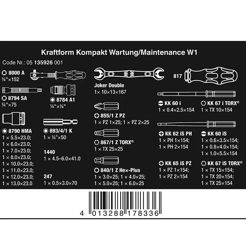 Wera 05135926001 Kraftform Kompakt W 1 Maintenance Hardware Repair Tools Fine Craftsmanship Stable Performance Excellent Quality