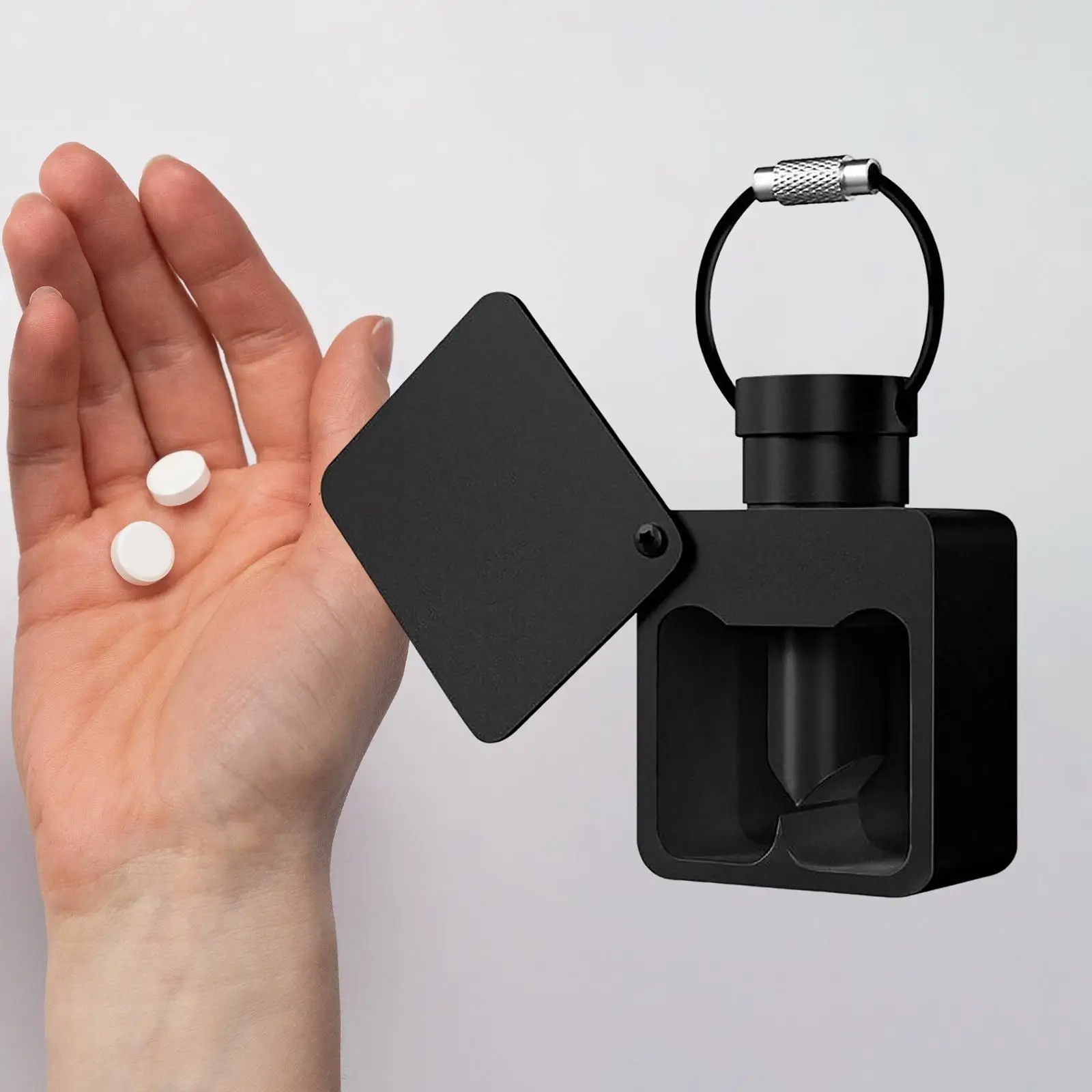 

Small 2 Grids with Cutter Bottle Travel Container Container Keychain Holder for Home Use Hotel School