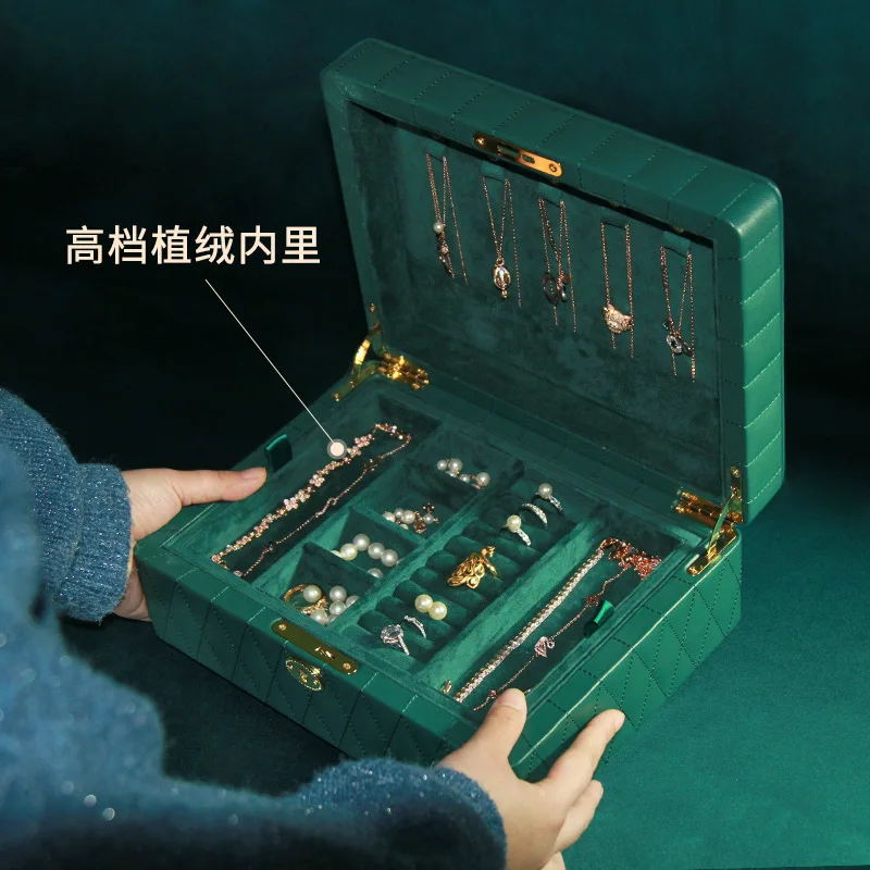 Counter Double Jewelry Display Box Home With Lock Earrings Ring Necklace Storage Box Jewelry Packaging Box Spot