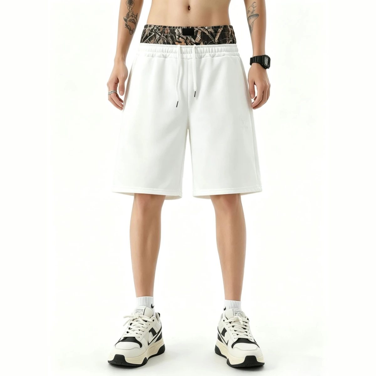 Pantalones Deportivos de Camuflaje con Parches, Pantalones Cortos Casuales Bordados de Siete Puntos, Ropa Urbana para Hombre y Mujer, Pantalones con Parches Armoniosos