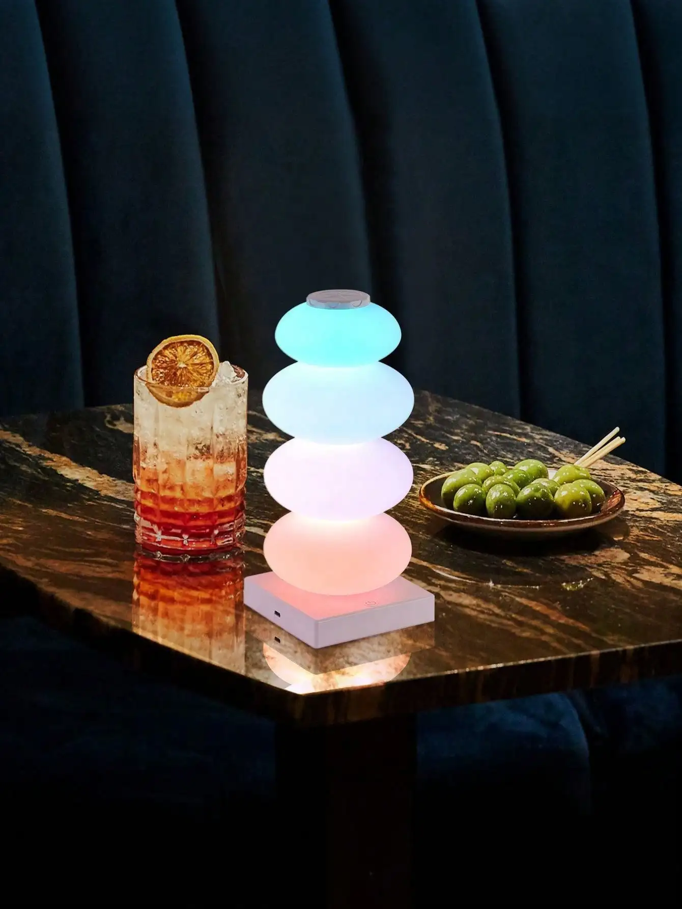 RGB Gradient Multi-layer LED Night Light Touch Control USB Rechargeable Gourd & Building Block Styles Soft Glow for Bedroom