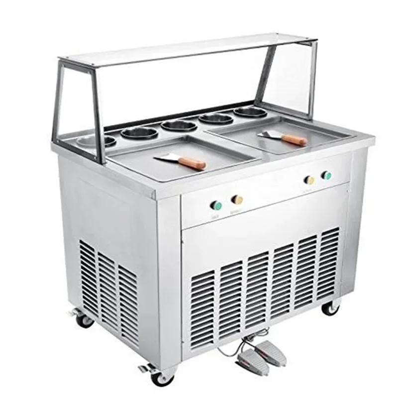 

High Yield, Square Plate Double Pot Ice Maker, Yogurt, Commercial, Stainless Steel