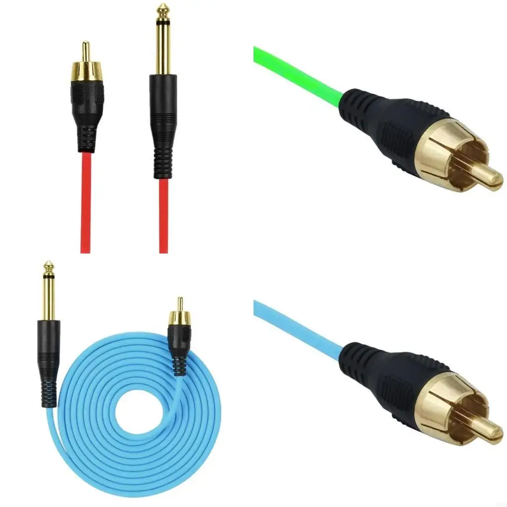 Clip Cord, 1.8m Professional Cord Wire Power Supply Hook Line 5.9ft 6.35mm to RCA Male for Tattoo Machines