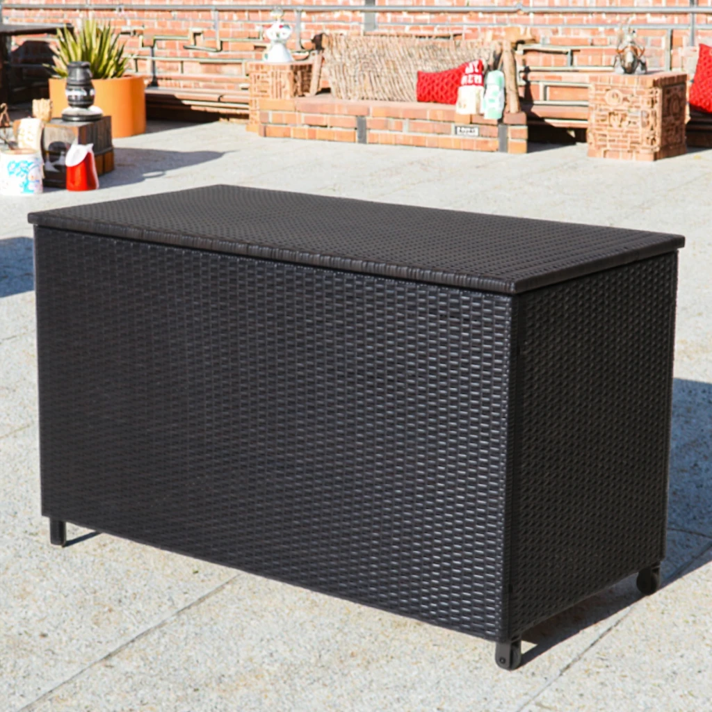 Modern Design Outdoor Deck Storage Box Durable Wicker with Aluminum Frame All Weather Garden Furniture Patio Lockers