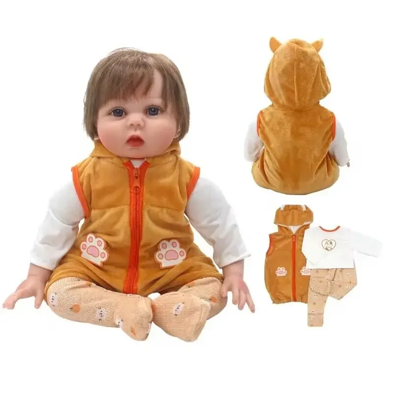 22 "Baby puppe Mädchen Kleidung Kleid Socke Set 55cm wieder geborene Puppe Outfits Kinder Spielzeug Kleidung