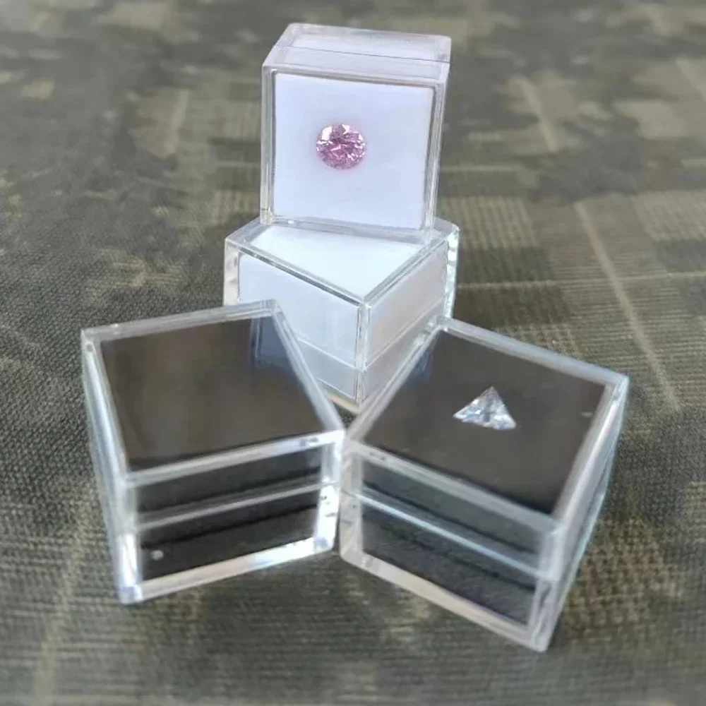 Square Diamond Jewelry Storage Box Transparent Beads Pearl Earring Pendant Packaging Organizer 6Pcs Stone Gems Display Gift Box