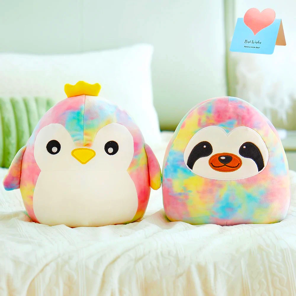 

Cute Throw Pillow Penguin Plush Sloth Rainbow Doll Stuffed Cushion Crown Animals Sleeping Mat Soft Gifts for Girls Soft Cotton