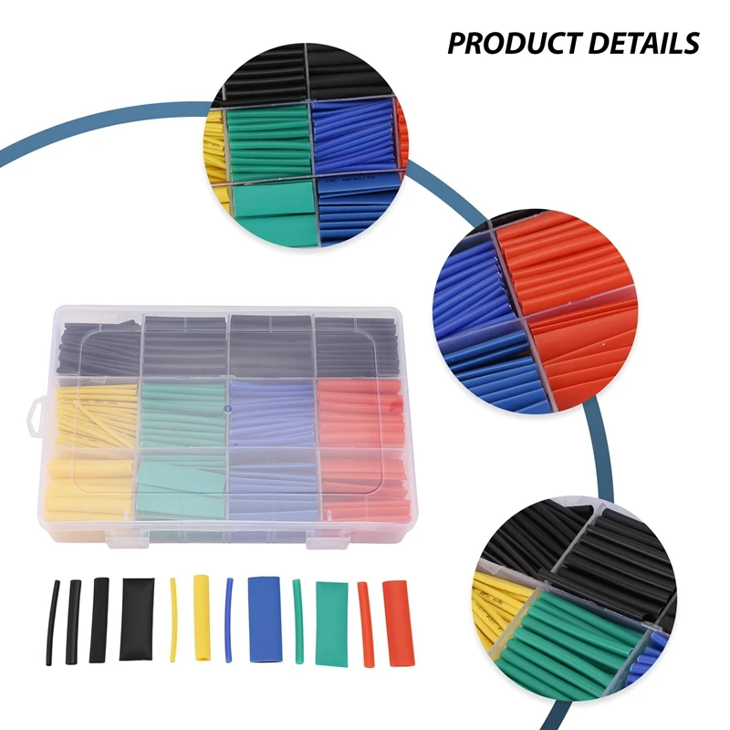 530Pcs Heat Shrink Tube Kit Assorted Polyolefin Insulation Sleeving Tubing Set For RC Drone