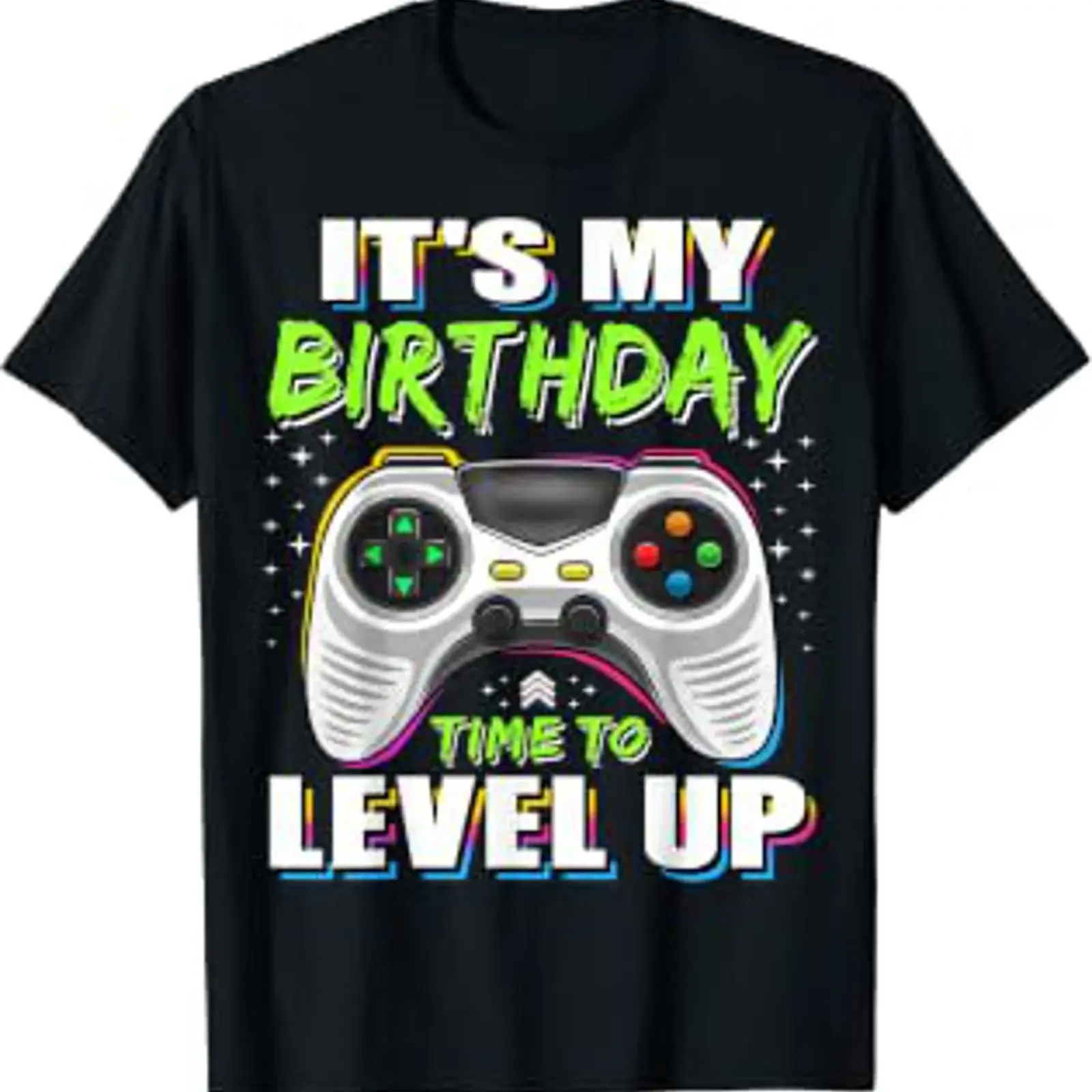 It's My Birthday Boy Time to Level Up Video Game Boys T Shirt vintage Washed graphic Versatile Comfortable Stretched Breathable