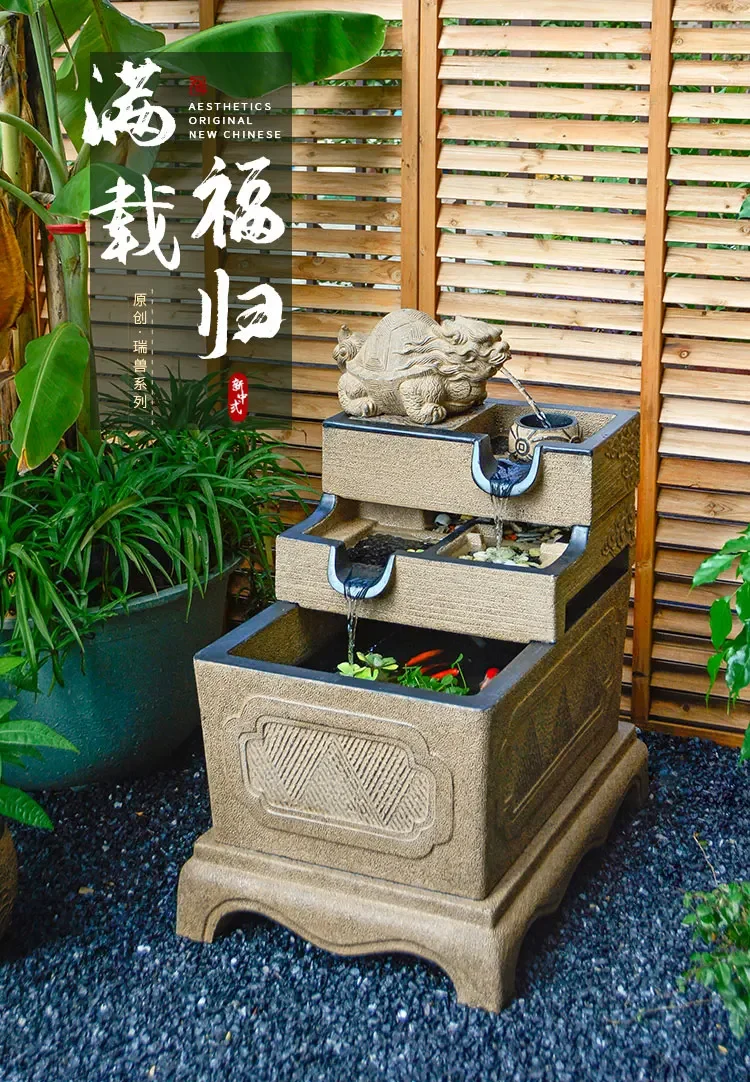 

Outdoor floor-to-ceiling running water fish tank Chinese garden creative ornament circulating pool waterscape landscape