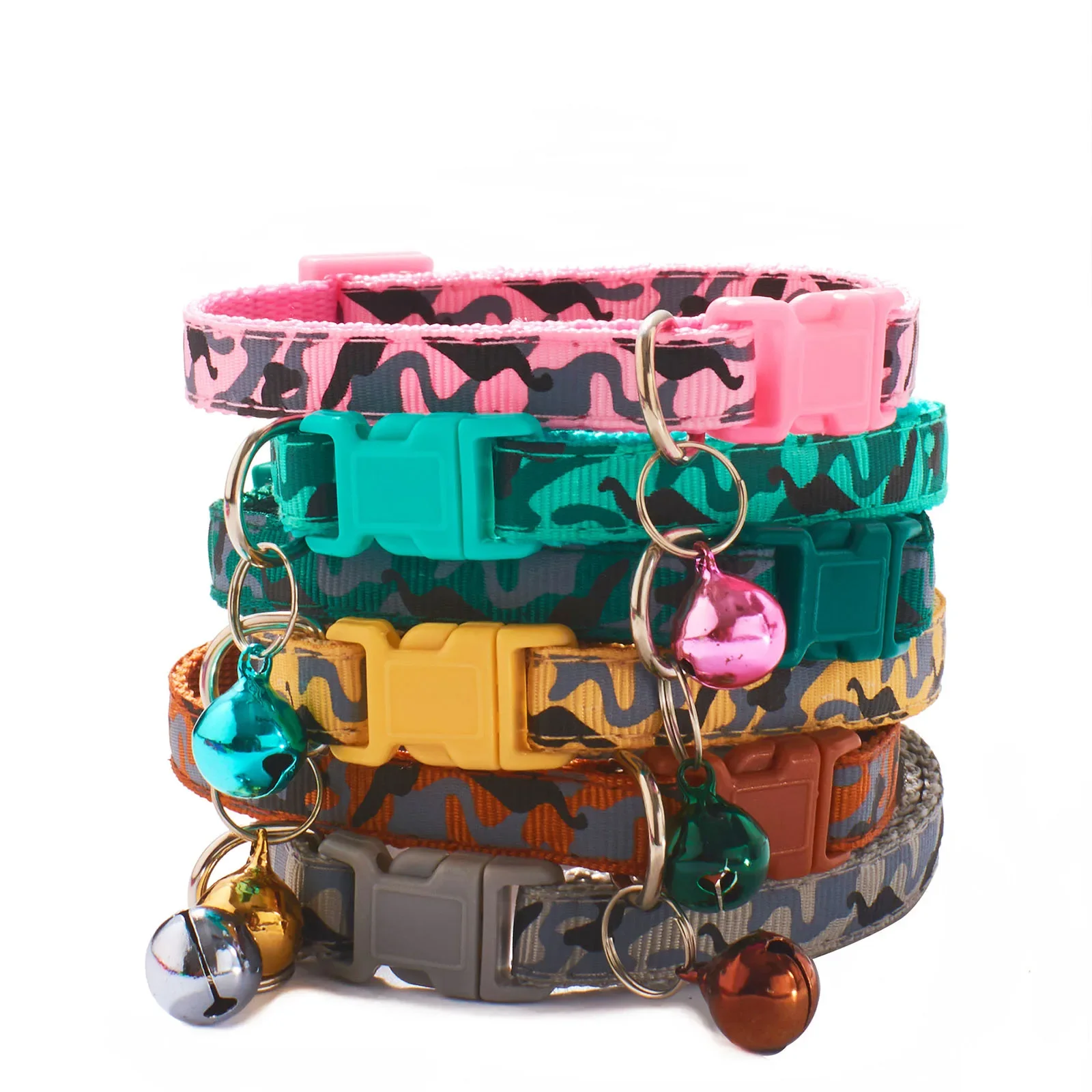 

YTYIN 1 шт. ошейник для домашних животных с камуфляжным рисунком, регулируемый с колокольчиком, ошейник для собак, полиэстер, товары для домашних животных, длина 20-32 см, милый доступ для собак