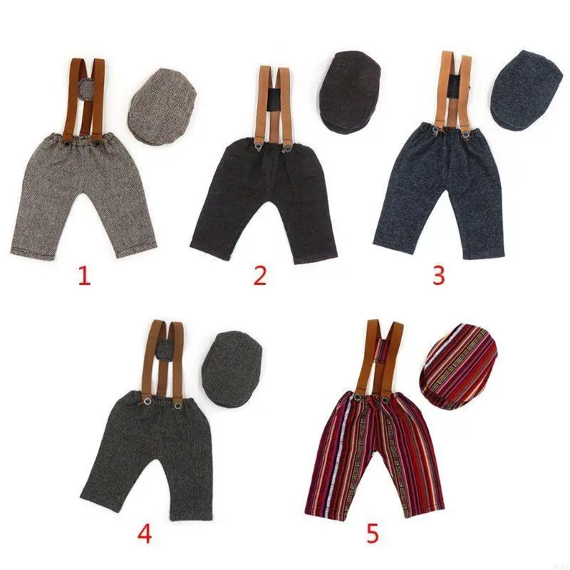 97BE 2 ชิ้น/เซ็ตเด็กทารกเด็กผู้หญิง Overalls หมวก Romper ชุดกางเกงสำหรับ Head Wrap หมวกหมวก Headwear ทารกแรกเกิดการถ่ายภาพ Props