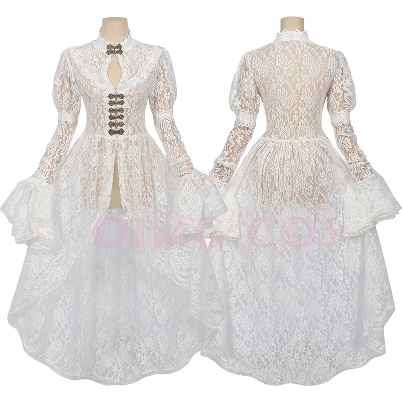 

Halloween Retro medieval court lace dress party trumpet sleeve dress