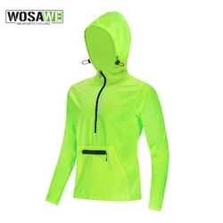 WOSAWE Winproof Running Jackets Hooded Caps Reflective Rain Repellent Women Men's Gym Sports Sweatshirts Cycling Windbreaker