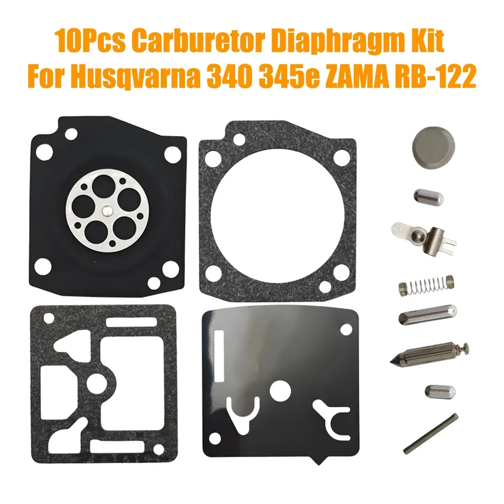 10pcs Carburetor Repair Diaphragm Kit For Husqvarna 340 345 346 353 350 346XP Chain Saw Spare Part Zama RB-122 RB 122