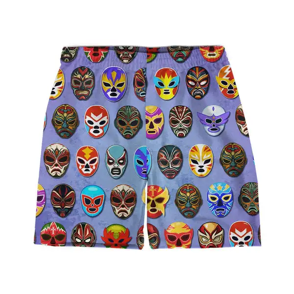 2024 Summer New Retro Men\'s Shorts 3d Mexican Wrestling Print High Quality Men\'s Clothing Loose Shorts Fashion Casual Shorts