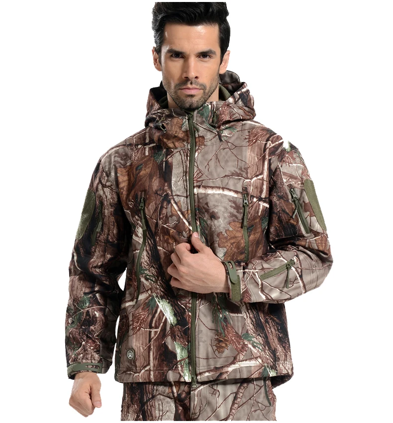 Lurker Soft Shell Camouflage Jacket Men Waterproof Tactical Jackets Winter Warm Windproof Outdoor Hiking Hunting Hooded Coat