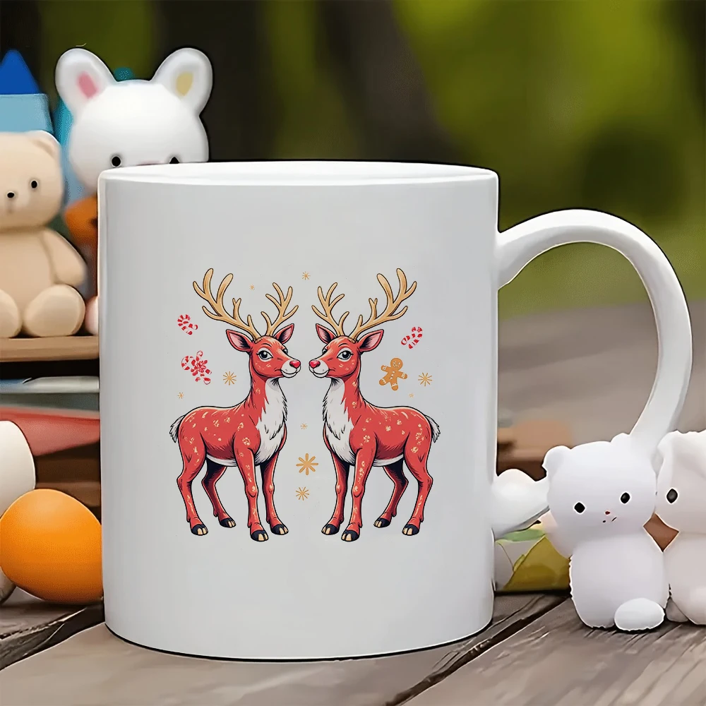 

Cartoon Deer Christmas Illustration 11oz Mug + Holiday Gift Kids Cup Family Office Coffee Cup Creative Customization