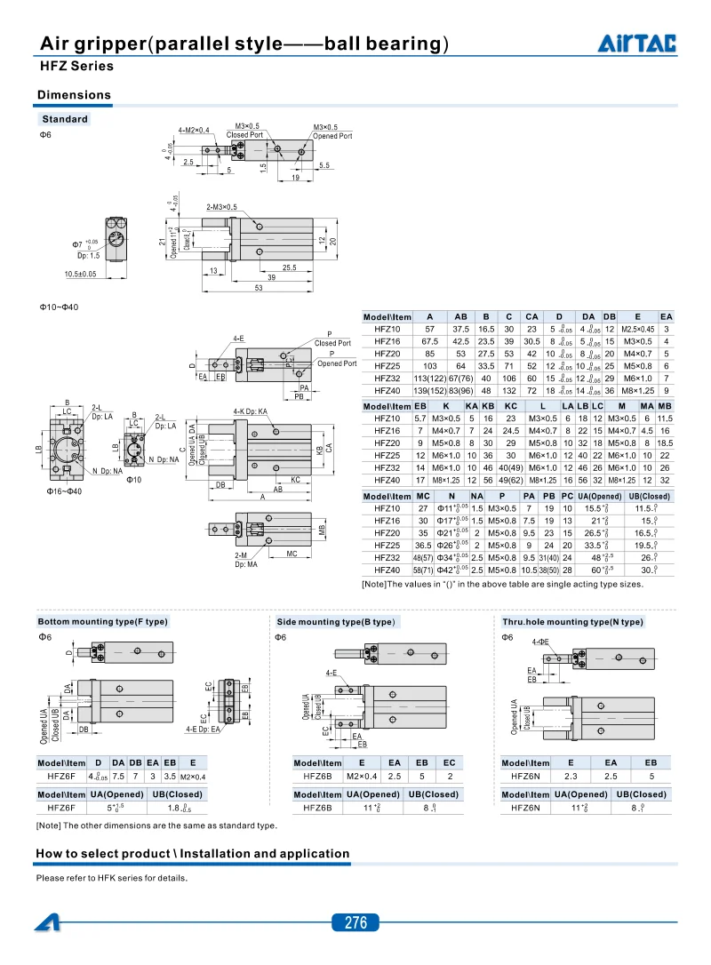 Airtac Luftgreifer-HFZ/HFY-6/10/16/20/25/32/40 Parallel-Ausführung Pneumatischer Luftgreiferzylinder Doppeltwirkender Greiferzylinder – Detail 14
