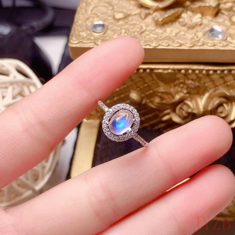 Design moonlight stone opening ring female INS niche design spring and summer 2022 new 5*7mm