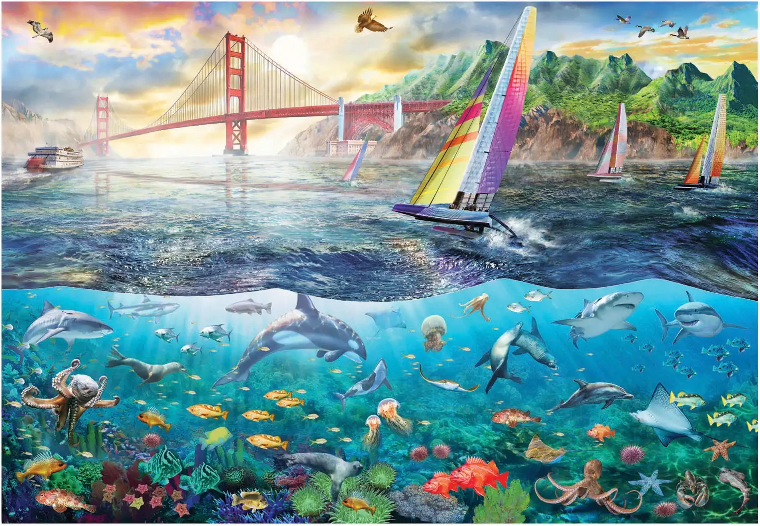 

Jigsaw Puzzles 500 Pieces for Adult City Frisco Bay Bridge Home Puzzle Stress Relief Entertainment Toys Landscape Puzzles Gift