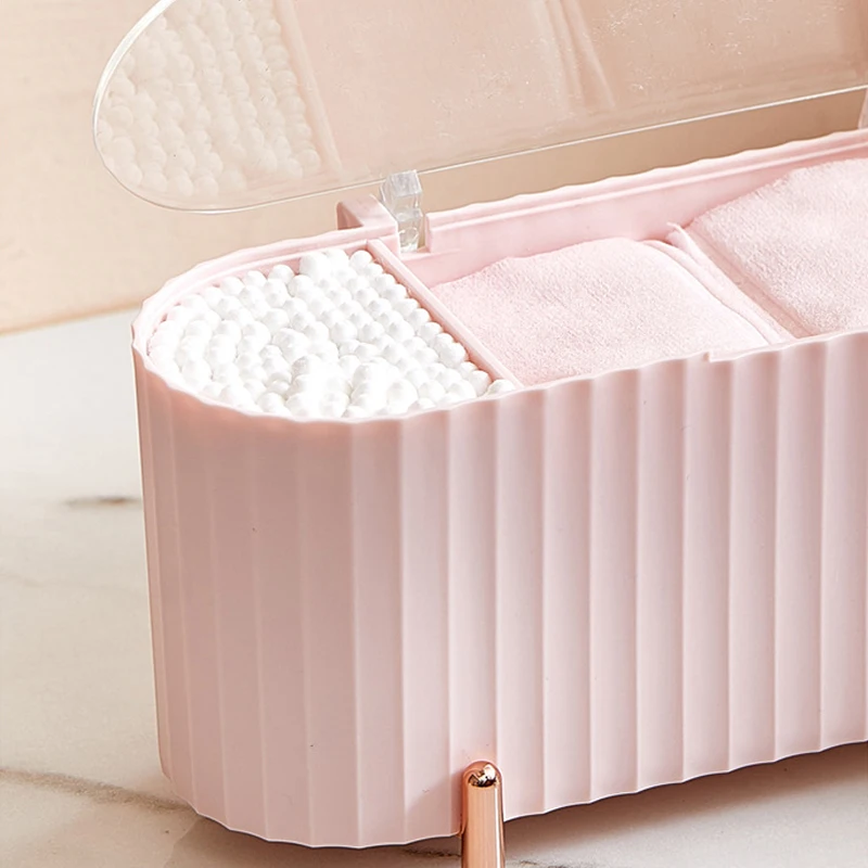 Dust-proof Desktop Cosmetics Storage Box Makeup Organizer Cotton Pads Beauty Egg Holder Bathroom Jewelry Jewelry Organizer Box