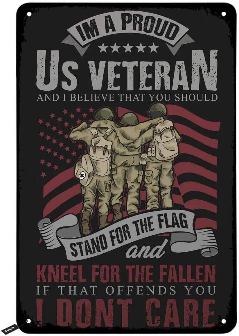 Swono Us Veteran Solid Soldier Tin Signs,Vintage Metal Sign For Men Women,Wall Decor Bars,Restaurants,Cafes Pubs,-alumin