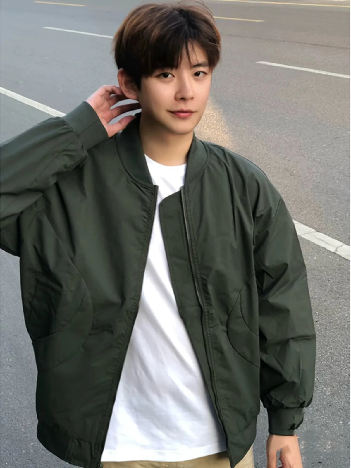 

Military een ort Jaet Spring Autumn Men's American High Street Pilot Baseball Sle Faionable Stand Collar Jaet