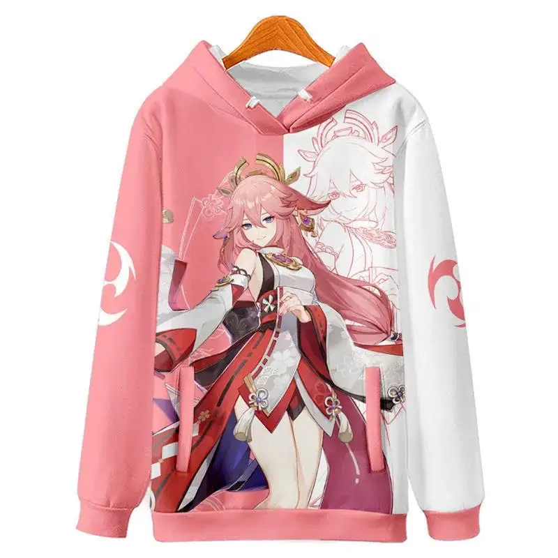 

Genshin Impact Yae Miko cosplay hoodi sweatshirt Noelle 3D Print unisex Hooded Sweatshrits Oversized Pullover harajuku man hoodi