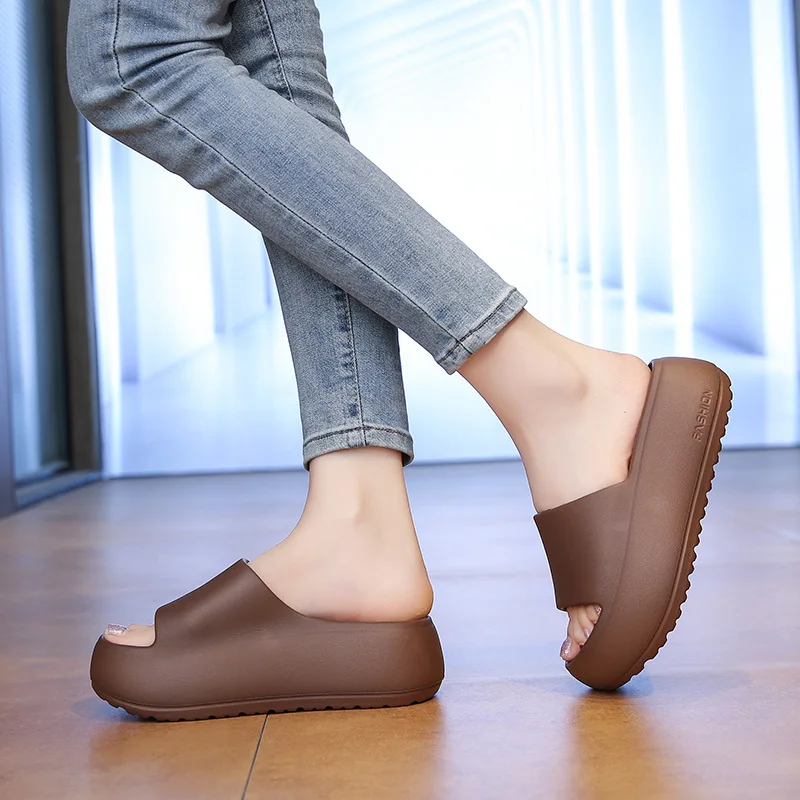 2026Unisex Bathroom Slippers Cloud Cushion Slides Summer Flat Sandals Thick Platform Shoes Man Indoor Non-Slip Couple Flip Flops view 3
