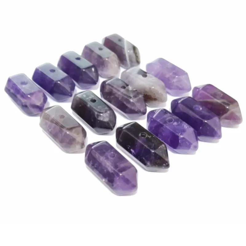 Natural Amethysts Crystal Stone Pendant Stainless steel Chain Quartz Collar for Women Size 25x10mm Jewelry  Wholesale