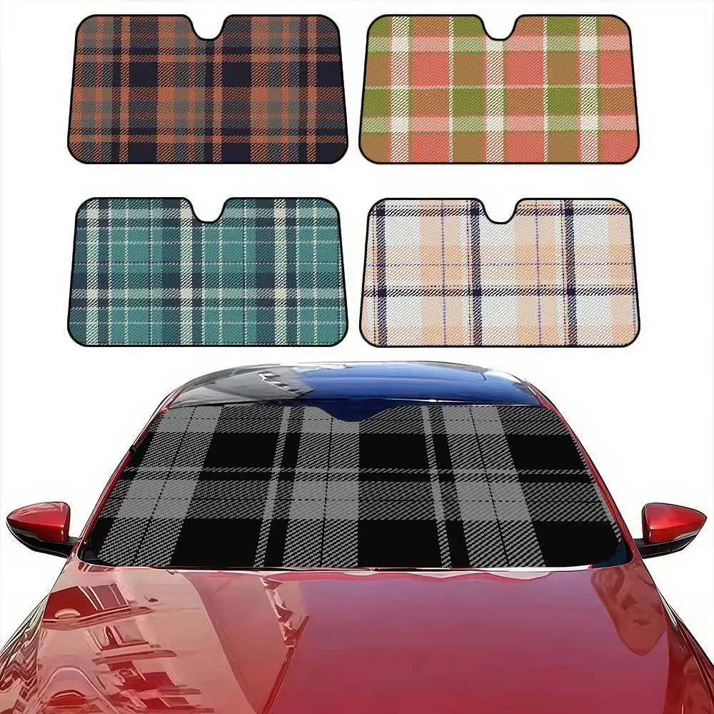 

Tartan Print Car Windshield Sunshade - Solar Protection, Anti-UV, Auto Sun Visor, Windshield Cover