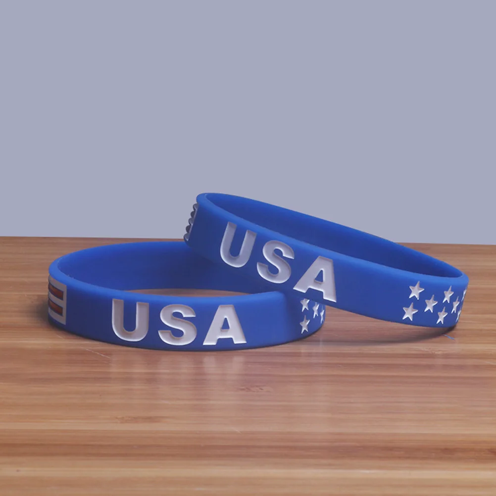 

America Flag Silicone Wristband Durable Soft Comfortable Country Wristband Ideal for Soccer Fans Country Bracelet
