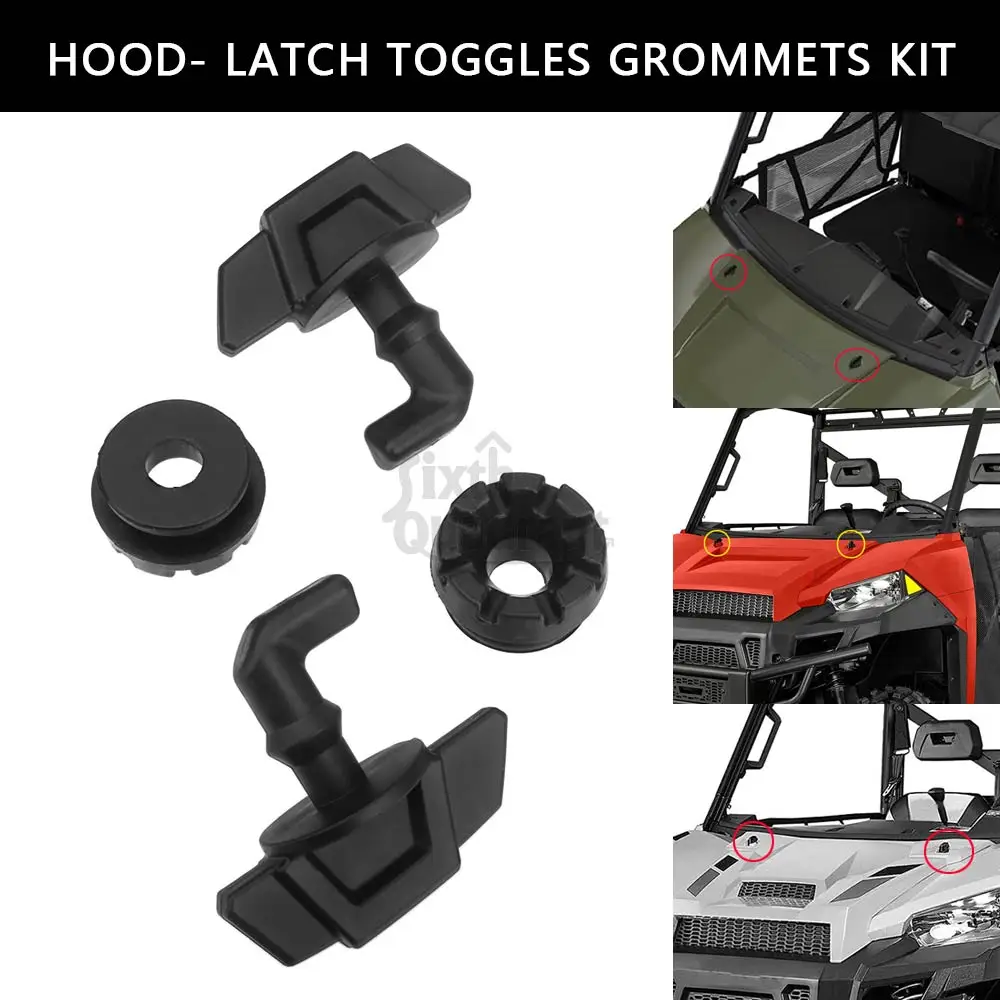 

Hood- Latch Toggles Grommets Kit ABS Plastic Rubber Black Accessories For Polaris Ranger 900 Crew XP 2017-2019 #7081730 5413428